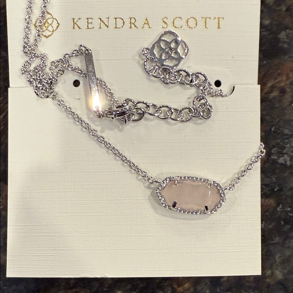 Kendra Scott Silver Necklace with Blush Stone